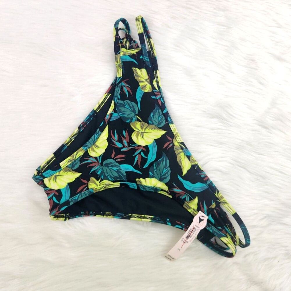 LARGE {Victoria's Secret} Black Leaves Print Bikini Bottom